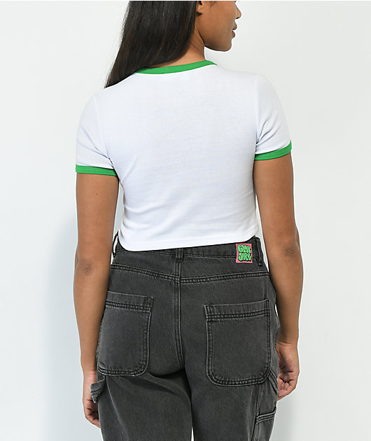 NGOrder Spice Girl Ringer camiseta corta blanca y verde