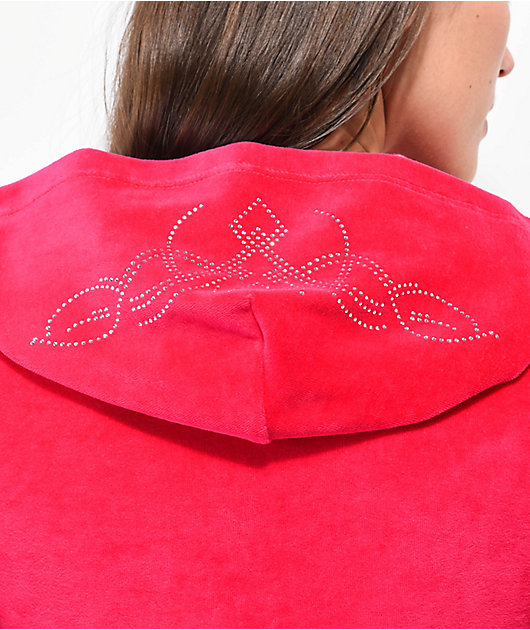 NGOrder x Sanrio Kuromi Hot Pink Velour Crop Zip Hoodie