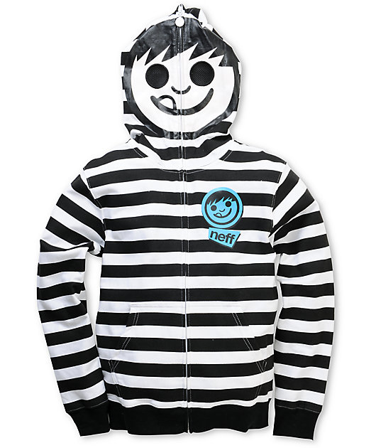 black and white striped zip up hoodie