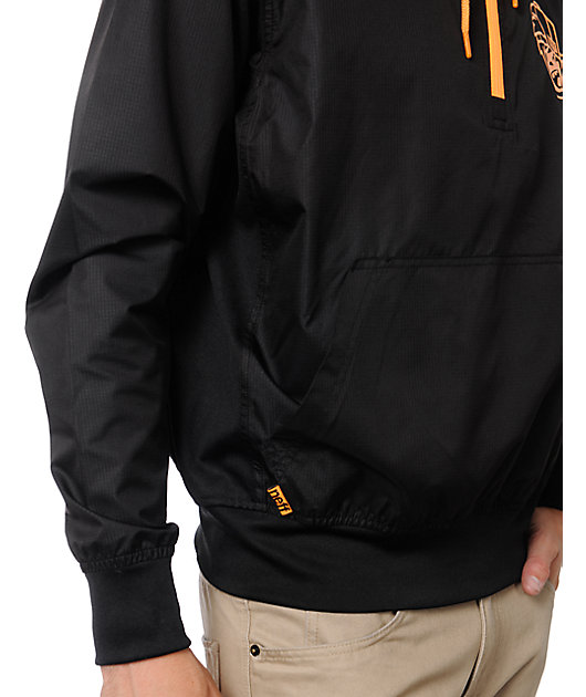 black pullover windbreaker