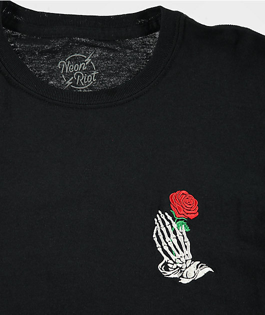 Neon Riot Skeleton Hand camiseta negra para niños