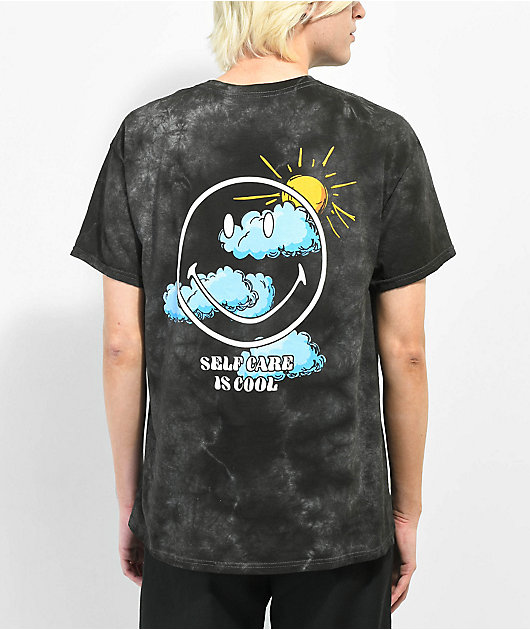 Neon Riot x Smiley Care Charcoal Tie Dye T-Shirt | Zumiez