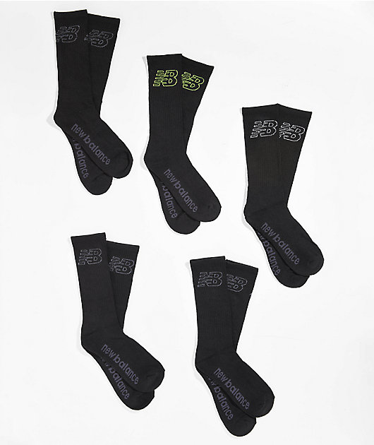 New Balance Athletic Paquete de 5 calcetines negros