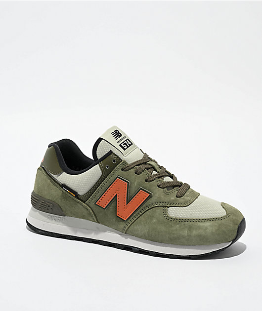 New Balance Lifestyle 574 Dark Olivine & Infield Clay Shoes | Zumiez