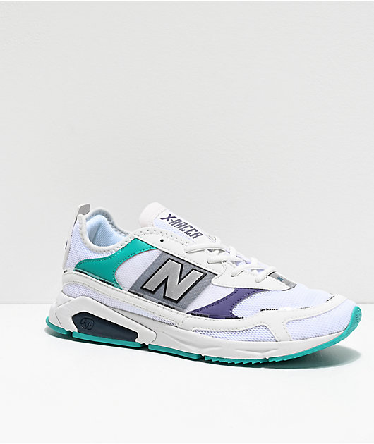 New Balance Lifestyle X-Racer zapatos blancos, violetas y verdes | Zumiez