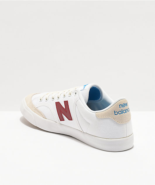new balance numeric 212 pro court white & burgundy skate shoes