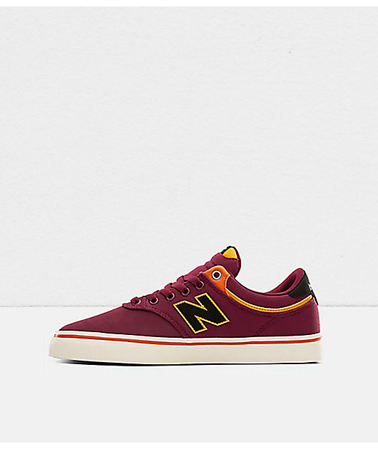 New Balance Numeric 255 Burgundy & Yellow Skate Shoes