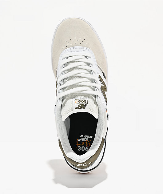 New Balance Numeric 306 Cup Jamie Foy White & Olive Skate Shoes