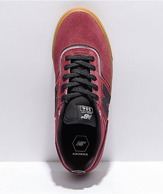 New Balance Numeric 306 Jamie Foy Burgundy & Gum Skate Shoes