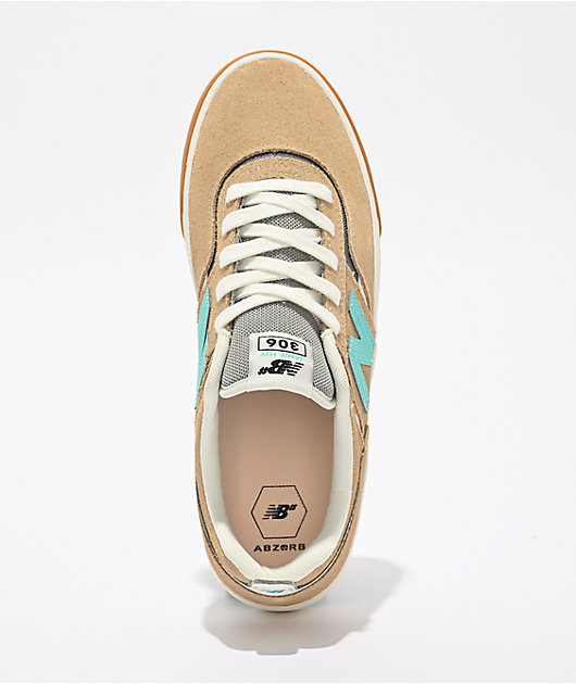 New Balance Numeric 306 Jamie Foy Tan, Teal & Gum Skate Shoes