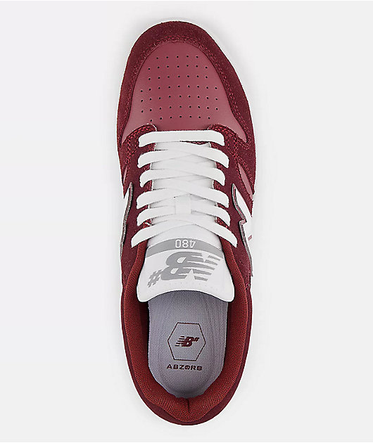 New Balance Numeric 480 Burgundy & White Skate Shoes | Zumiez