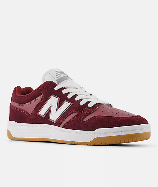 New Balance Numeric 480 Burgundy & White Skate Shoes | Zumiez