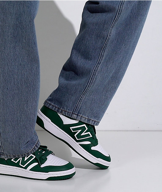 New Balance Numeric Kid's 480 Forest Green & White Skate Shoes video