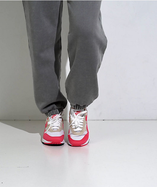 Nike Air Max 1 White, Aster Pink & Light Orewood Brown Shoes