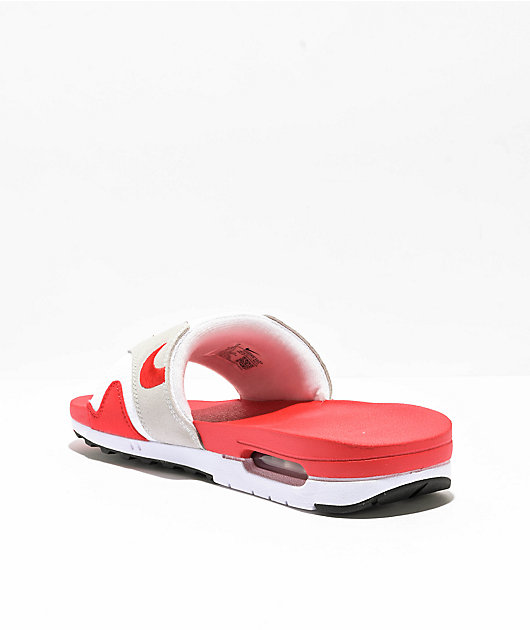 Nike Max 1 White, Red & Black Slide Sandals | Zumiez