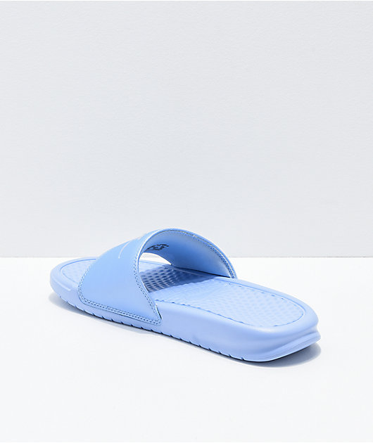 Nike Benassi Blue Metallic Sandals Zumiez