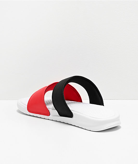 Nike Benassi Duo Ultra Red, Black & White Slide Sandals