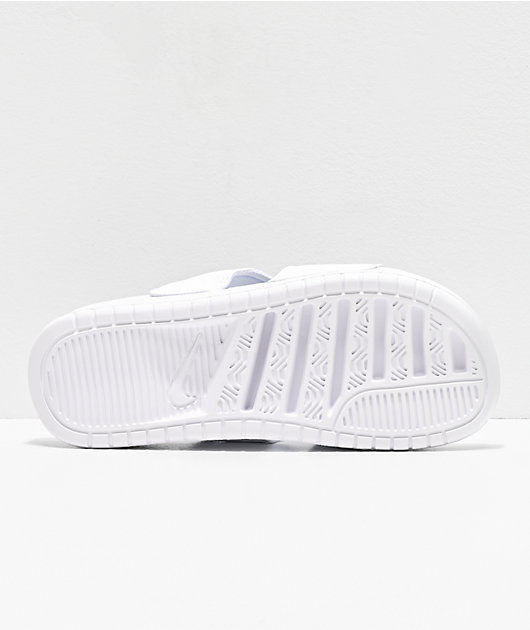 Benassi Duo White Slide Sandals