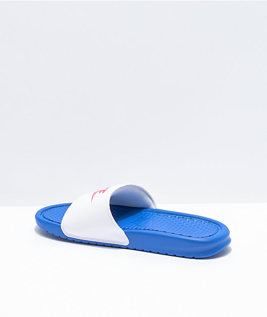 Nike Benassi JDI Game Royal, Red White Slide Sandals | Zumiez
