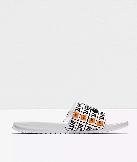 Similar Pensativo eficiencia Nike Benassi JDI Print White & Black Slide Sandals