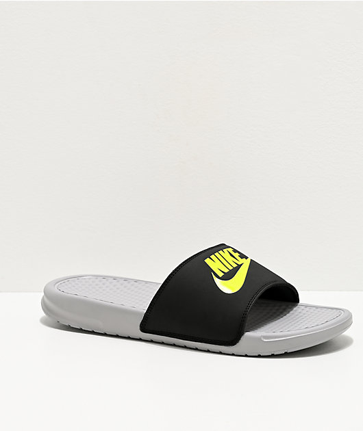 Nike Benassi JDI Wolf Grey \u0026 Volt sandalias | Zumiez
