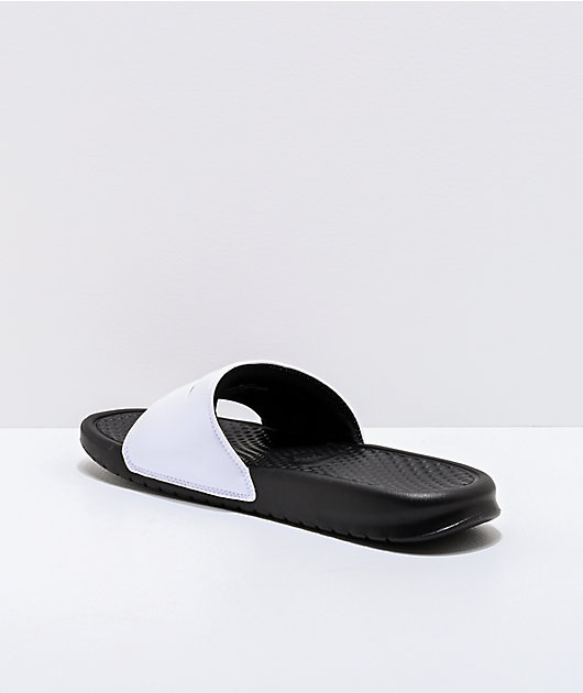 Nike Benassi White & Black Slide Sandals | Zumiez