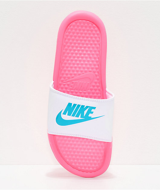 irregular Cerco Explicación Nike Benassi sandalias rosas y blancas