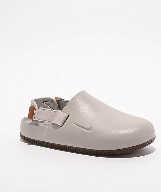 Nike Calm College Grey & Gum Mule Sandals | Zumiez