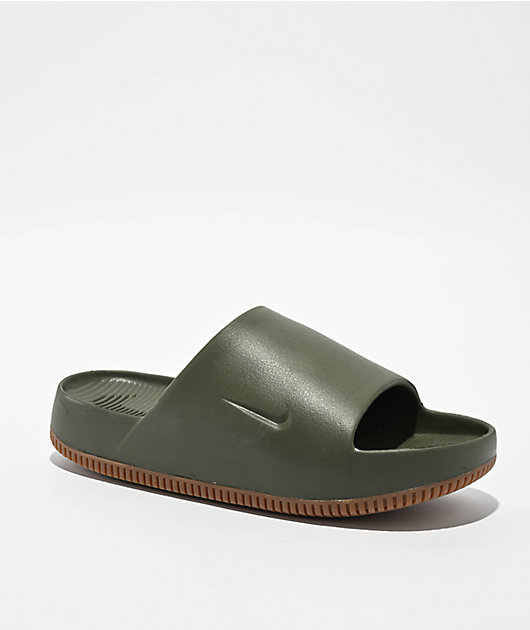 olive green slides nike