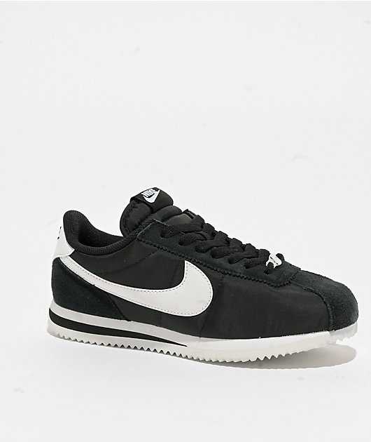 Nike Cortez Textile Black & White Shoes | Zumiez