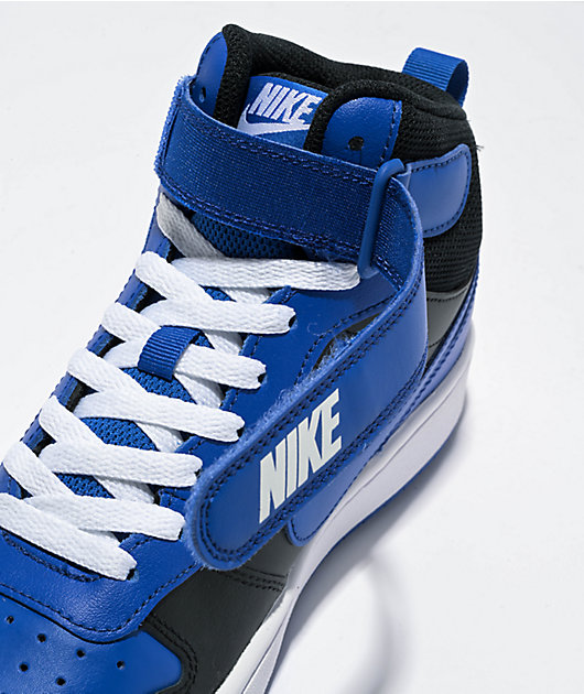 dar a entender africano neumático Nike Court Kids Borough Mid Zapatos negros y azul rey