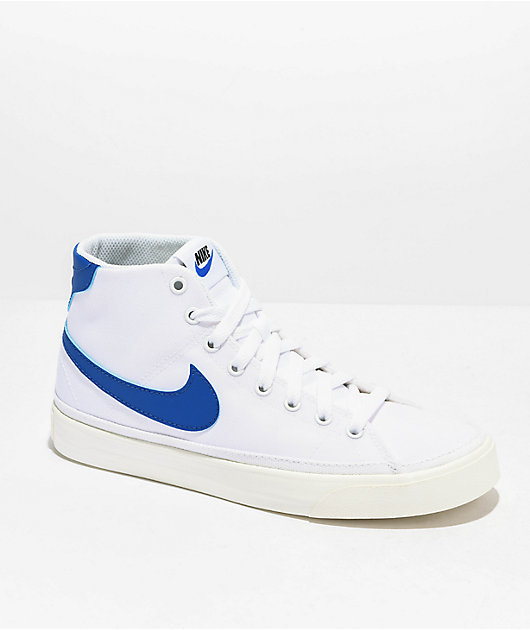 Nike Court Legacy Canvas Mid White & Blue Shoes