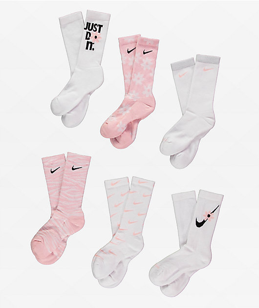 kosten Seizoen Bijbel Nike Cush White & Pink 6 Pack Crew Socks