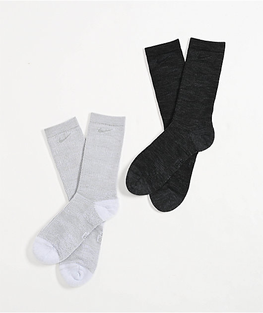 Nike Dri-FIT Everyday Grey & Black Wash 2 Pack Crew Socks