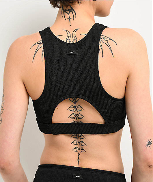 Nike Elevated Essential High Neck Black Bikini Top Zumiez