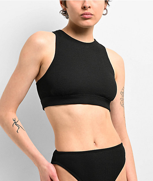 Nike Elevated Essential High Neck Black Bikini Top Zumiez