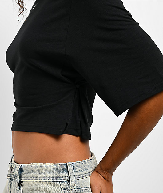 Nike Essential Off Shoulder Black Crop T-Shirt