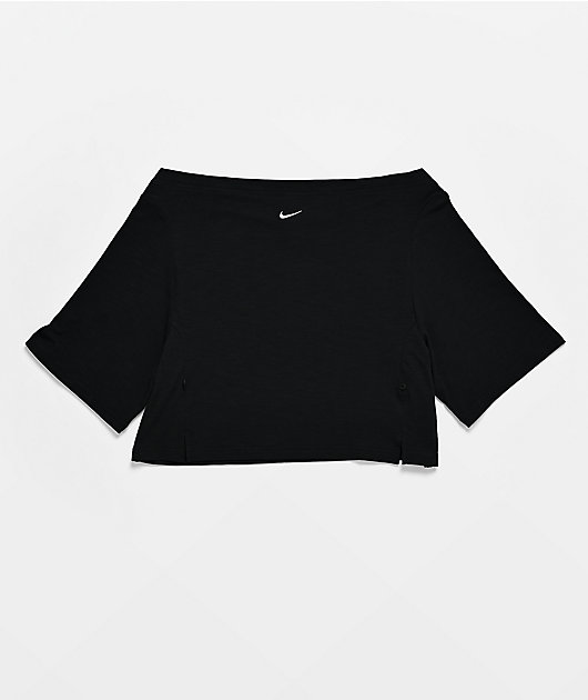 Nike Essential Off Shoulder Black Crop T-Shirt