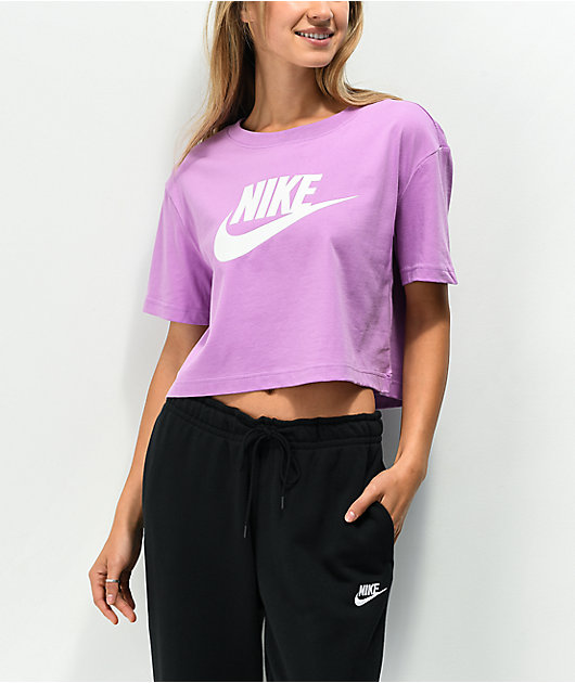 Pelmel desconectado Cadera Nike Essential Purple Crop T-Shirt