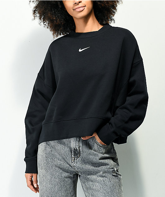 Nike Essentials Collection Black Crop Crewneck Sweatshirt
