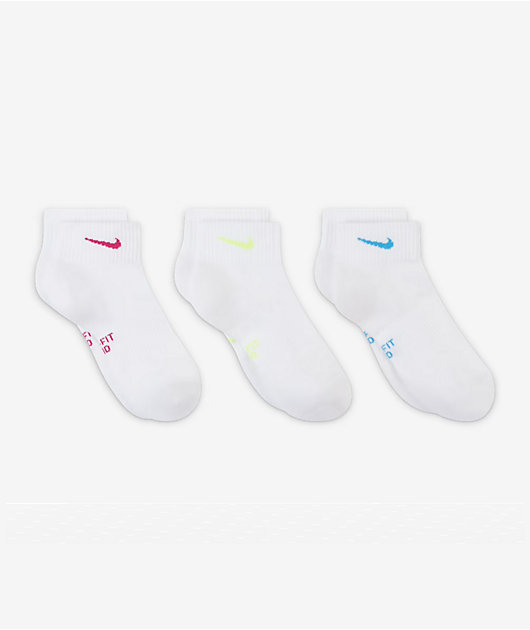 Nike Everyday Cushion White & Multicolor 3 Pack Ankle Socks