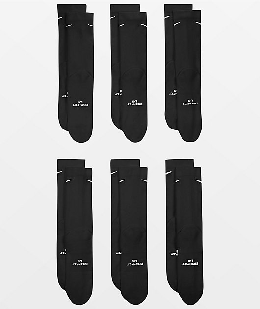 Nike Everyday Elevated Black 6 Pack Crew Socks