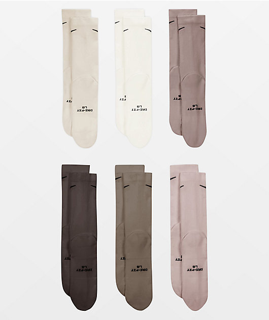 Nike Everyday Elevated Natural 6 Pack Crew Socks