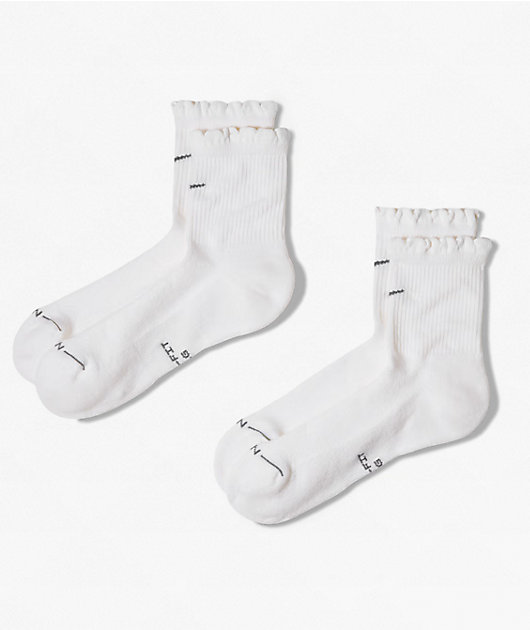 Nike Everyday Elevated White 2 Pack Quarter Crew Socks