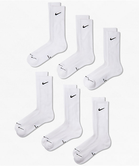 Nike Everyday Elevated White 6 Pack Crew Socks