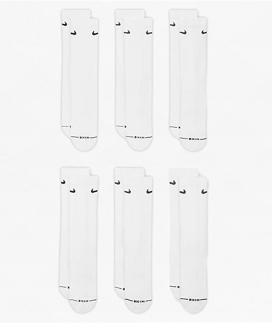 Nike Everyday Elevated White 6 Pack Crew Socks