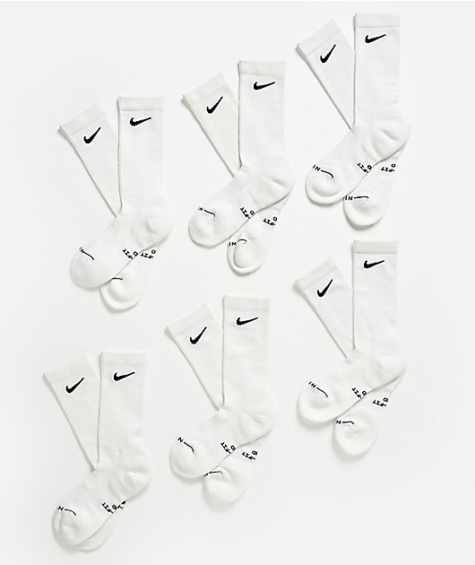 Nike Everyday Elevated White 6 Pack Crew Socks