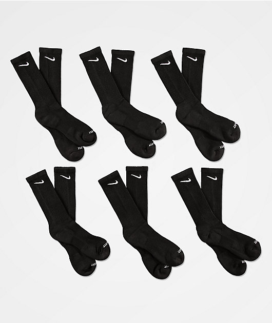 Nike Everyday Plus 6-Pack Black Crew Socks