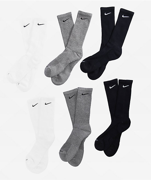samenkomen Graag gedaan Reactor Nike Everyday Plus 6 Pack White, Grey & Black Crew Socks