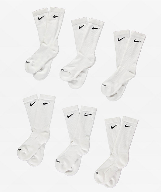 Nike Everyday Plus Cushioned Training Crew Socks (6 Pack) White
